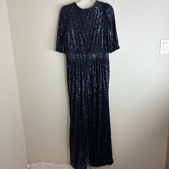 Trina Turk: Glam Party Sparkle Navy Sequin Jumpsuit - Picture 5 of 8